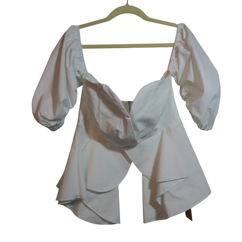 Shein White Off Shoulder Sweetheart Puff Sleeve Neutral Feminine Size L